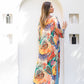 Women's Pure Satin Printed Kimono Cardigan - Elegant Fashion Tops - Made in Egypt - One Size Fit