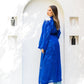 Women's Satin Glitz Shoulders Cardigan - Blue | Elegant Fashion Tops | Made in Egypt - One Size Fit