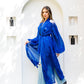 Women's Satin Glitz Shoulders Cardigan - Blue | Elegant Fashion Tops | Made in Egypt - One Size Fit