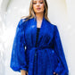 Women's Satin Glitz Shoulders Cardigan - Blue | Elegant Fashion Tops | Made in Egypt - One Size Fit