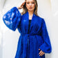 Women's Satin Glitz Shoulders Cardigan - Blue | Elegant Fashion Tops | Made in Egypt - One Size Fit