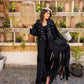 Women's Naz Fringes Cardigan - Black Pure Linen with Handmade Embroidery, Crystal Fringes, Elegant Tops, Made in Egypt - One Size Fit