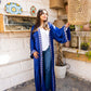 Women's Pure Satin Blue Layan Cardigan with Handmade Embroidery - Elegant Egyptian Fashion Top - One Size Fit