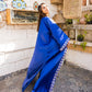 Women's Pure Satin Blue Layan Cardigan with Handmade Embroidery - Elegant Egyptian Fashion Top - One Size Fit