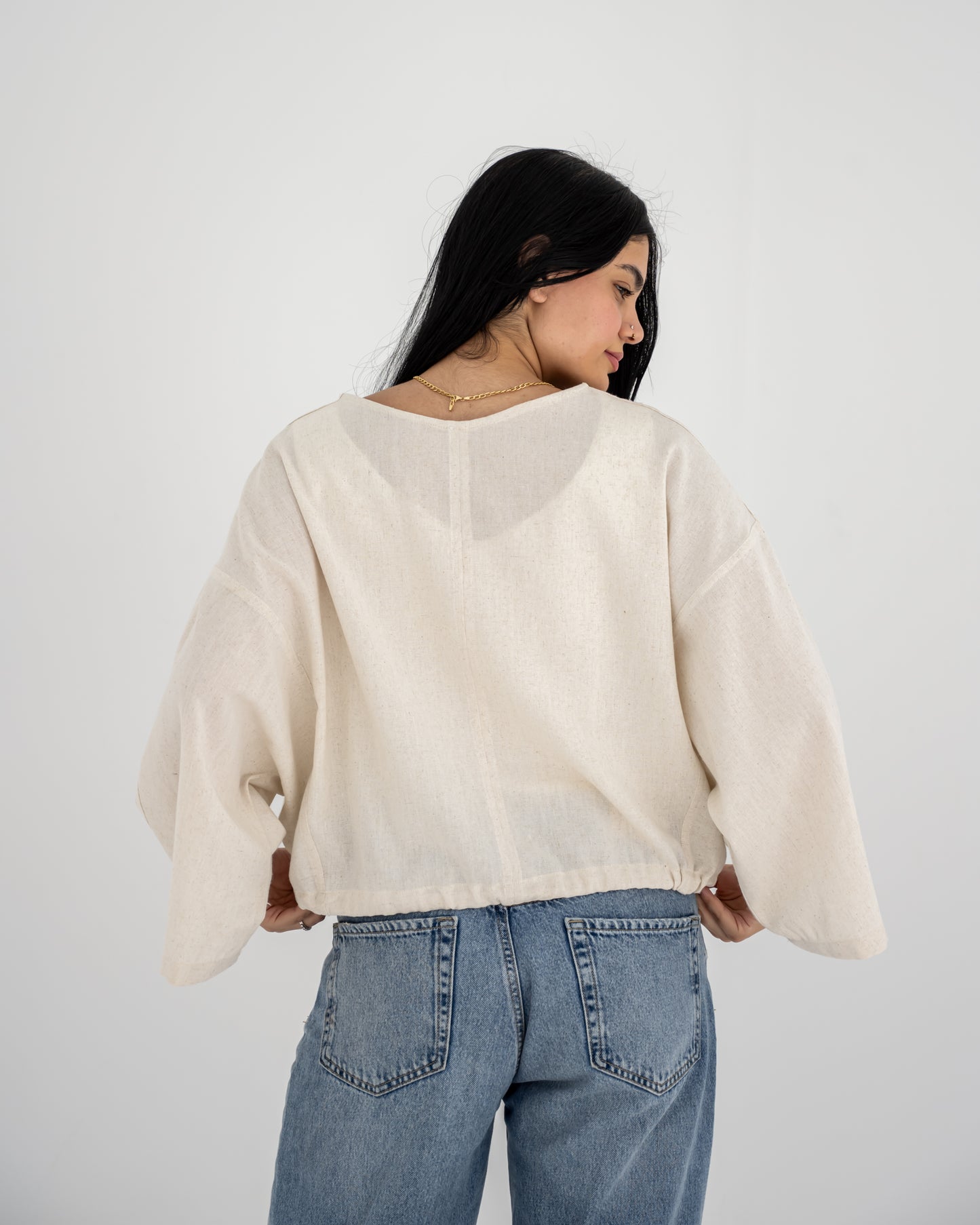 basic Linen Top In Beige