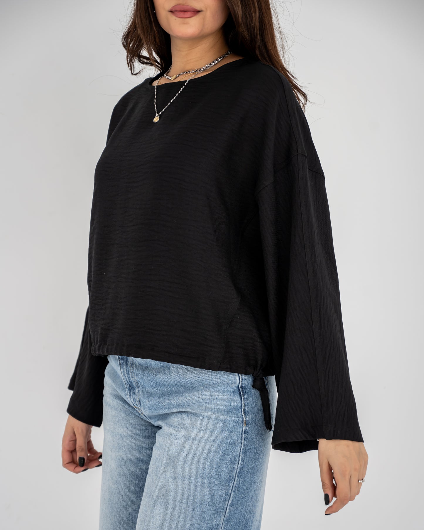 basic Linen Top In Black