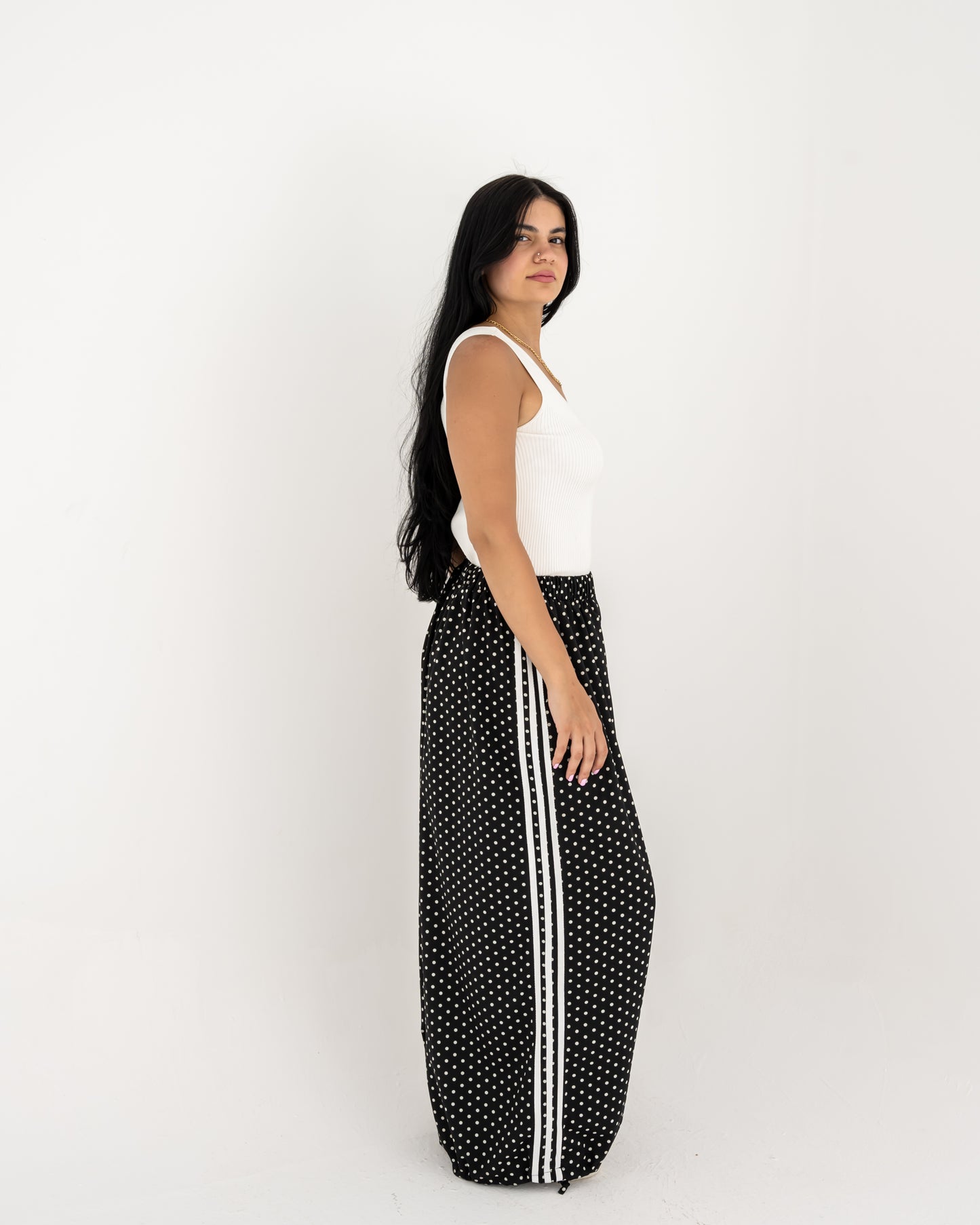 Boho Polka Pants In Black