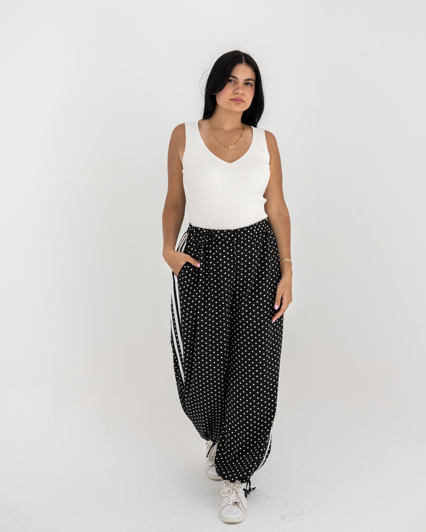 Boho Polka Pants In Black