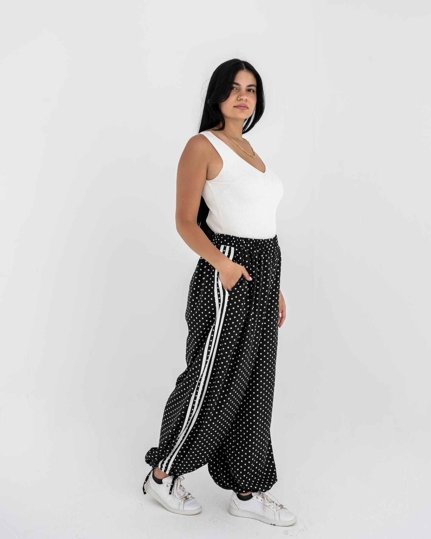 Boho Polka Pants In Black