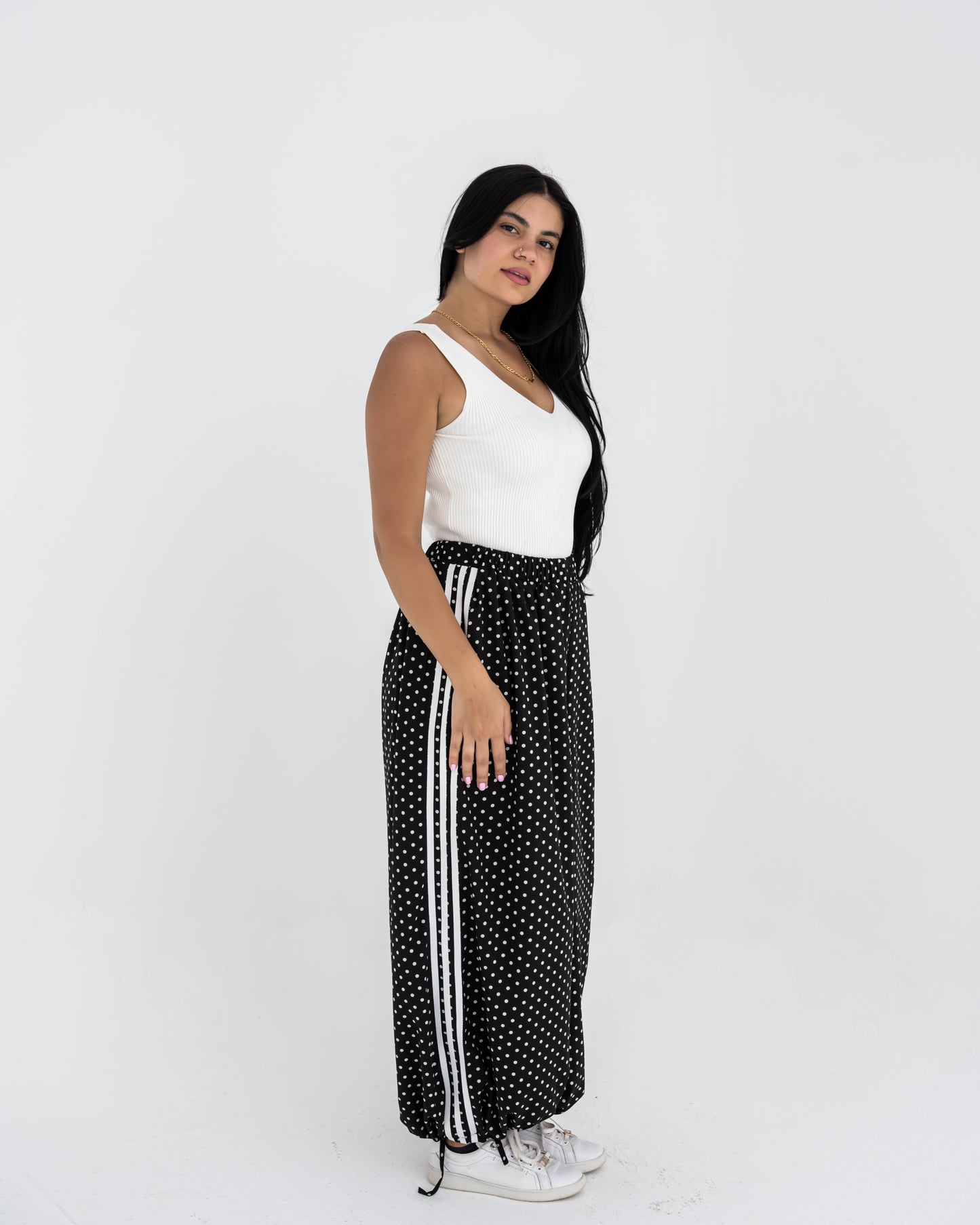 Boho Polka Pants In Black