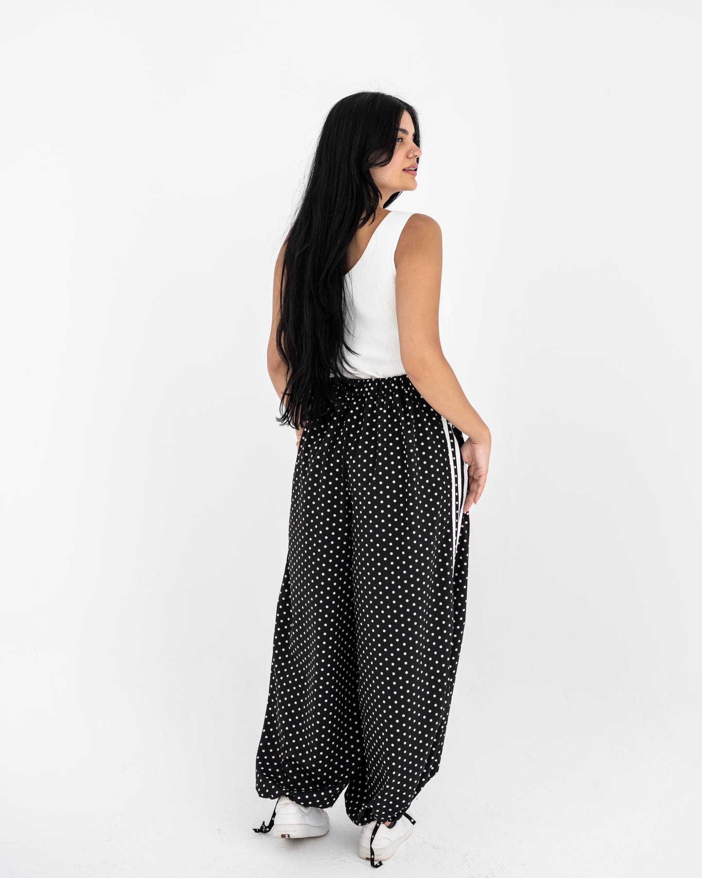 Boho Polka Pants In Black