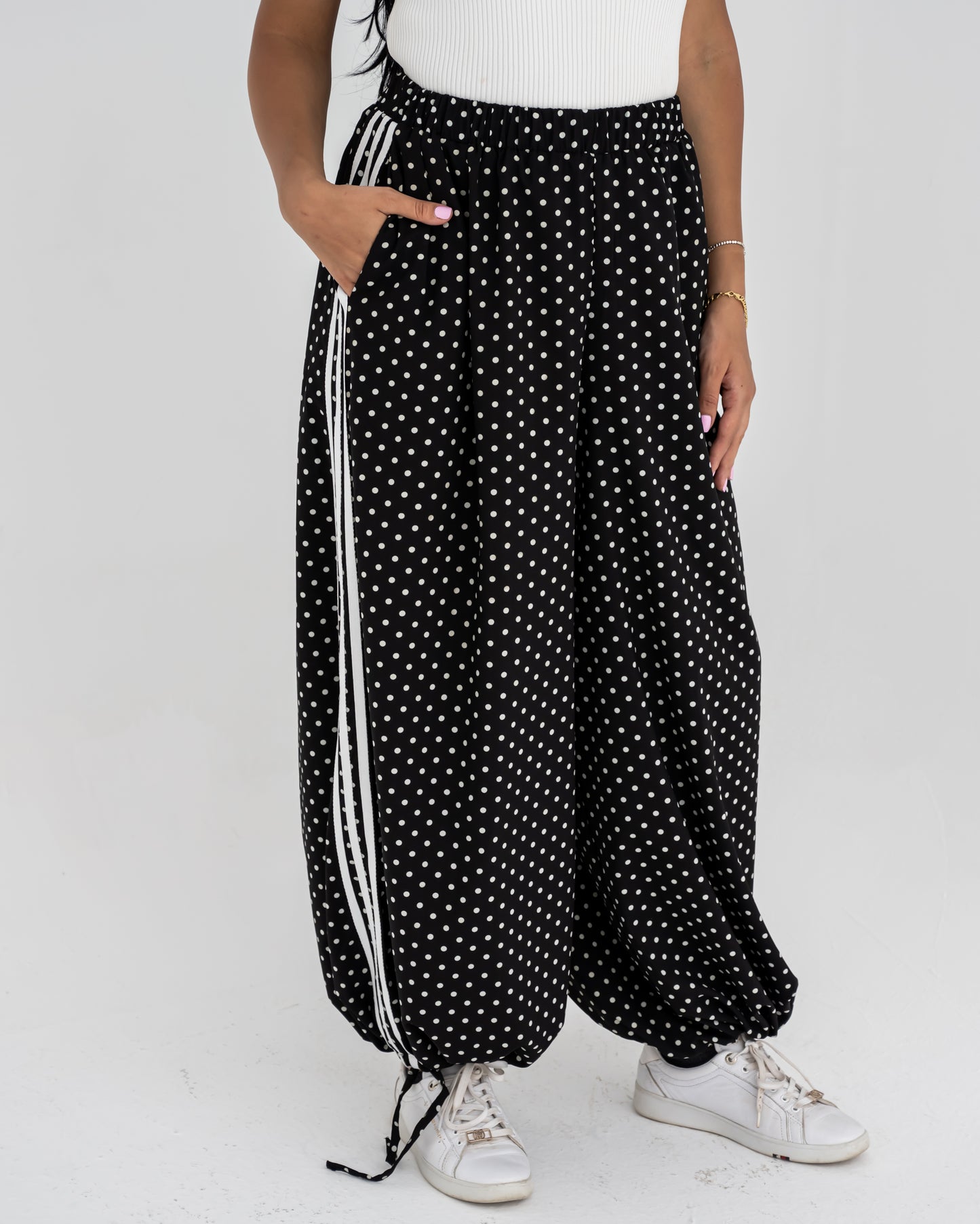 Boho Polka Pants In Black