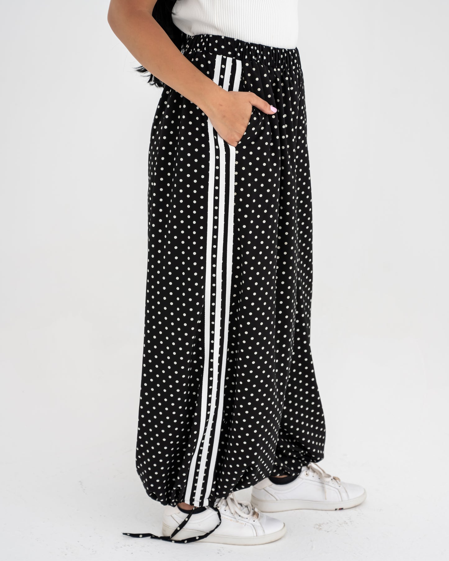Boho Polka Pants In Black