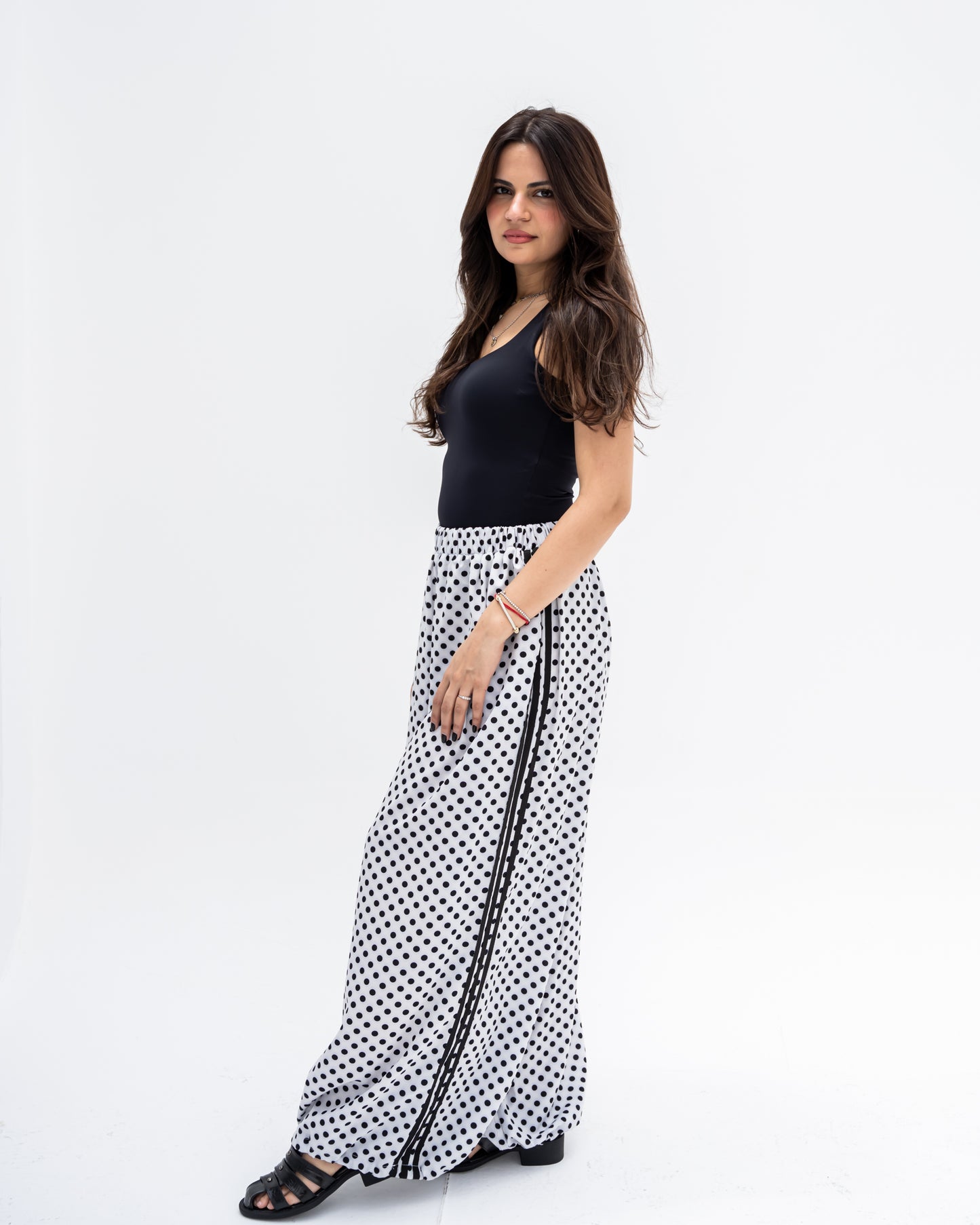 Boho Polka Pants In White