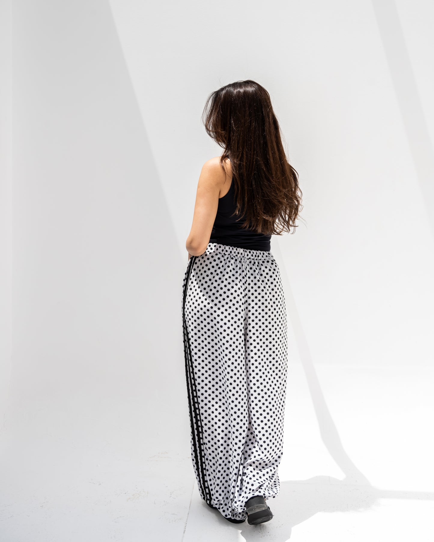Boho Polka Pants In White