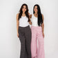 Pink Polka Satin Wide Pants