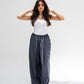 Trendy Cut Striped Pants In Grey