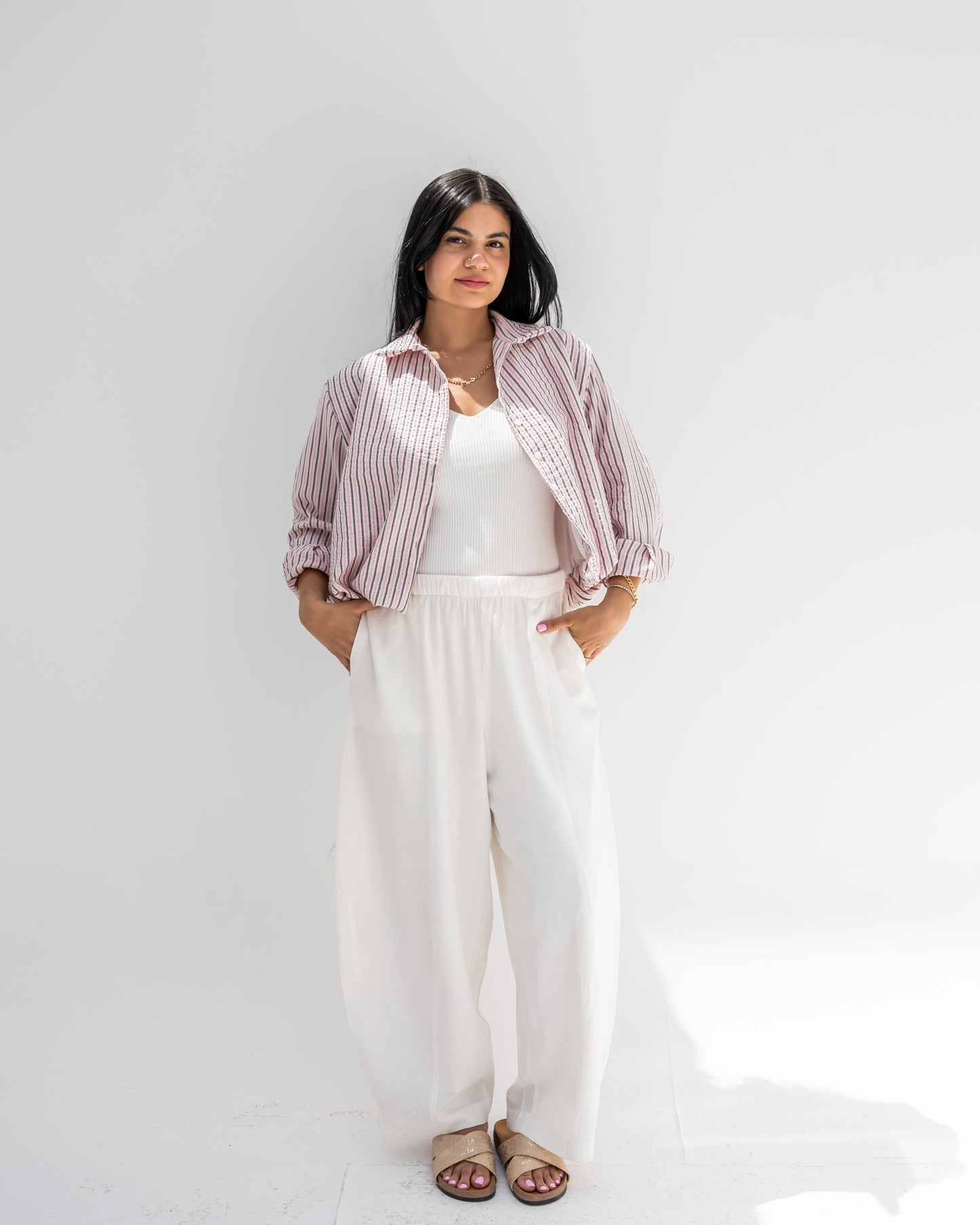 Ballon Linen Pants In White