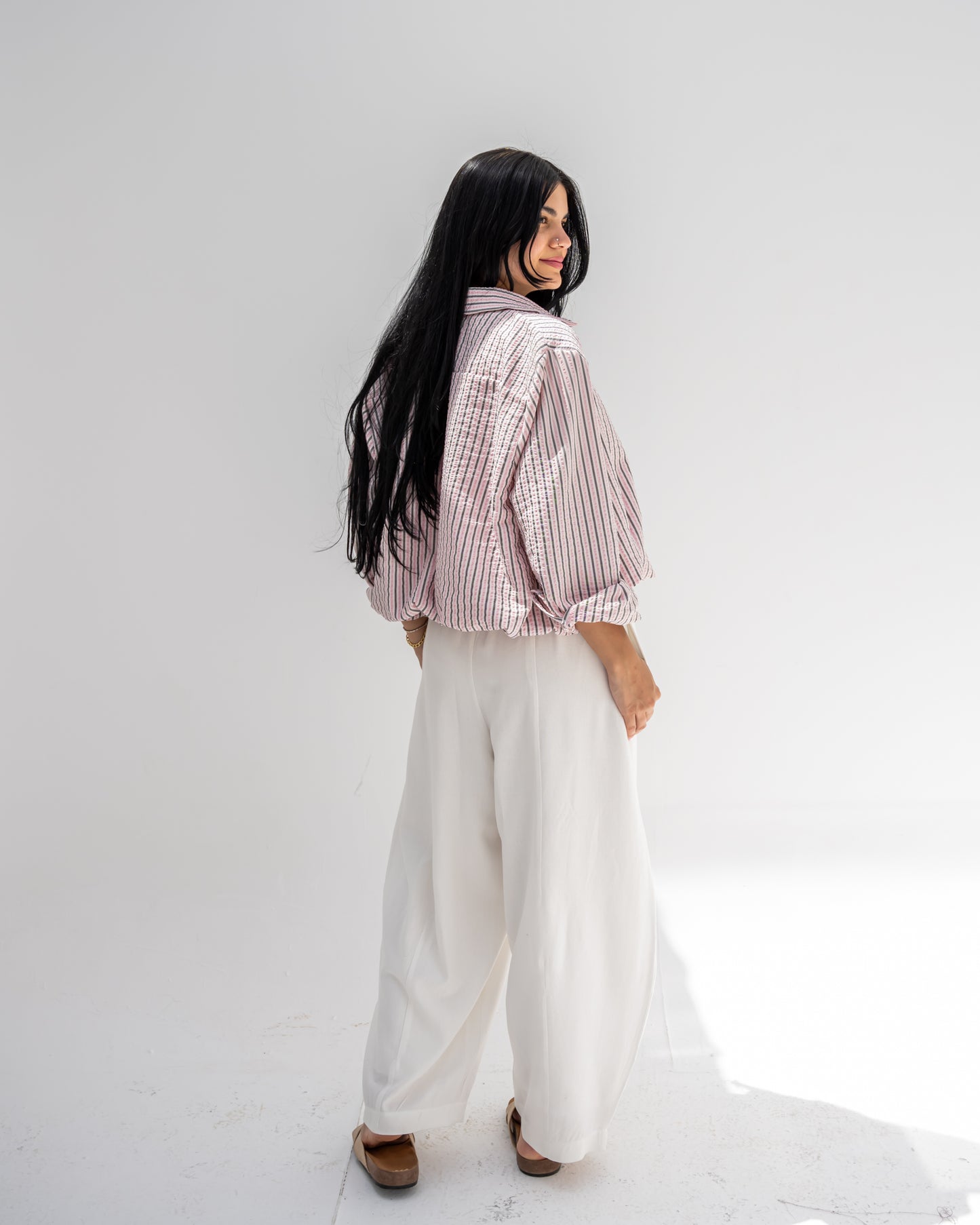 Ballon Linen Pants In White