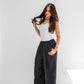 Trendy Cut Striped Pants In Black
