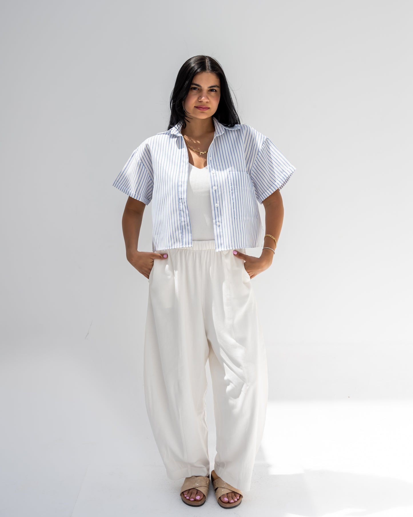 Ballon Linen Pants In White