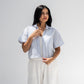 Striped Shirt In Baby Blue "half-sleeves"