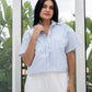Striped Shirt In Baby Blue "half-sleeves"