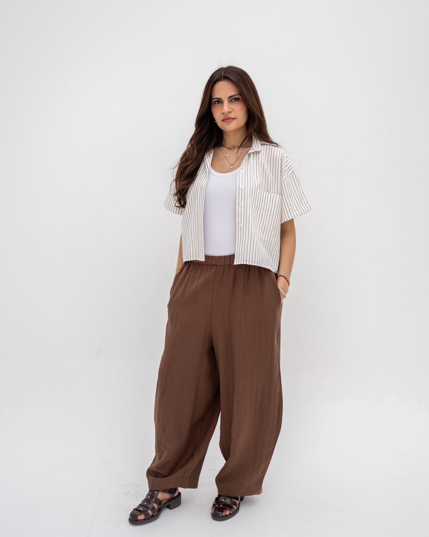 Ballon Linen Pants In Brown