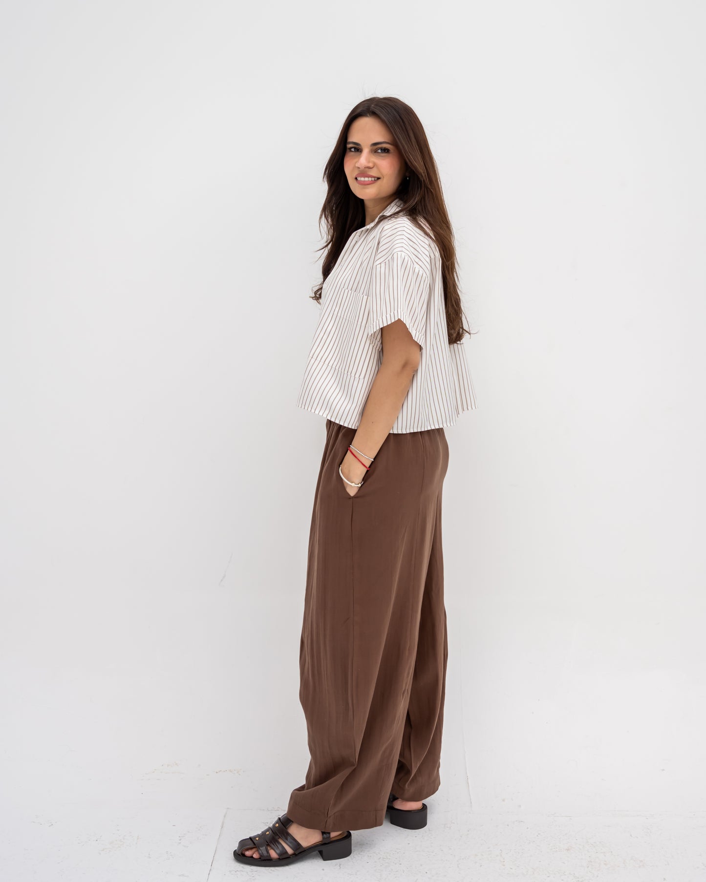 Ballon Linen Pants In Brown