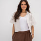 Striped Shirt In Beige "half-sleeves"