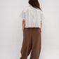 Striped Shirt In Beige "half-sleeves"