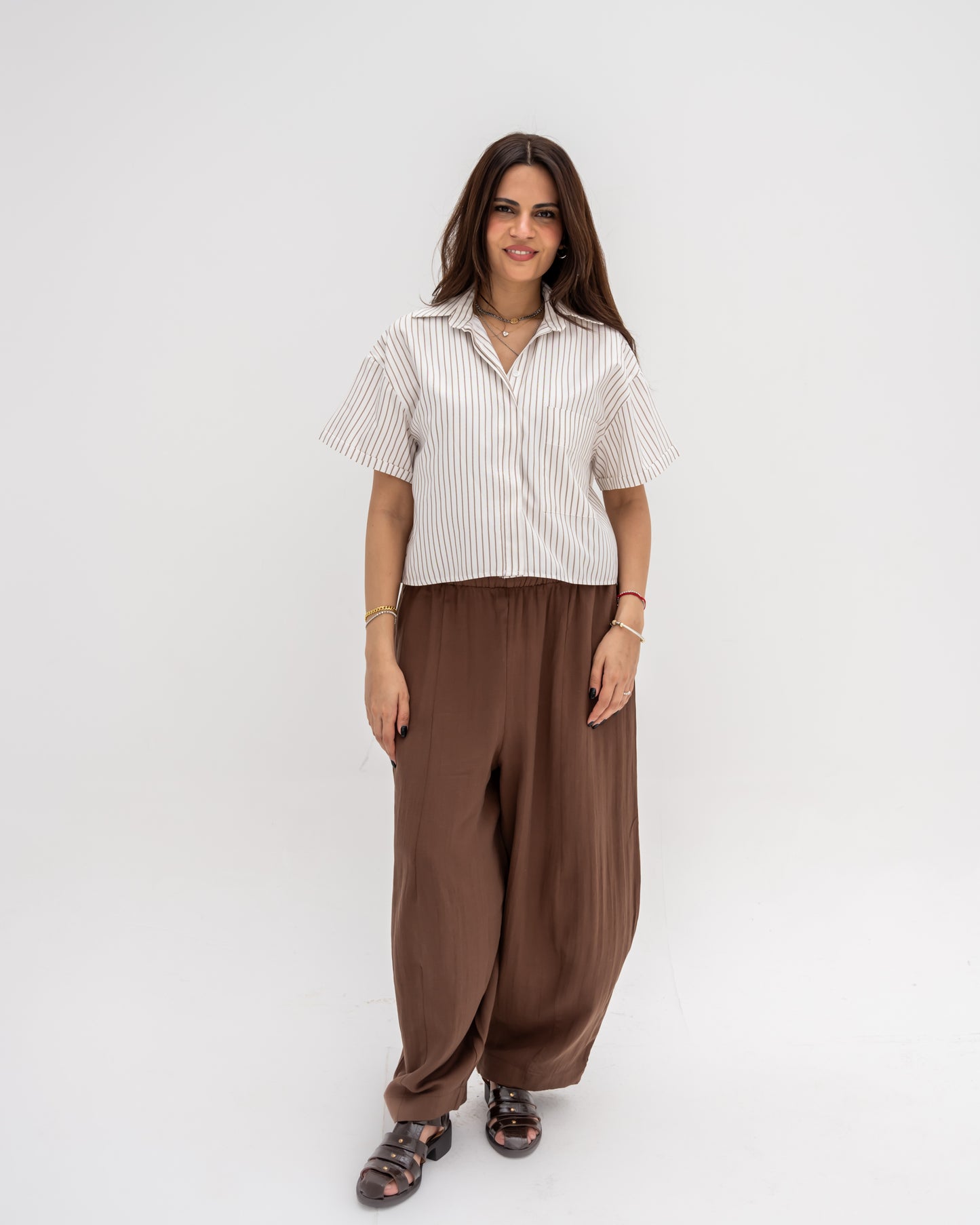 Ballon Linen Pants In Brown