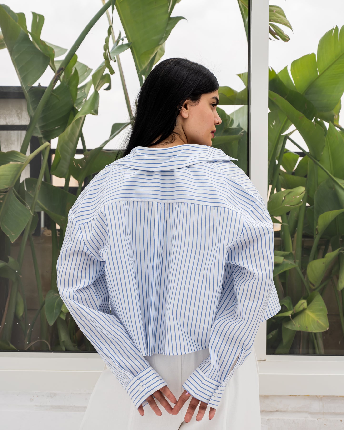 Striped Shirt In Baby Blue "long-sleeves"