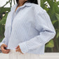 Striped Shirt In Baby Blue "long-sleeves"