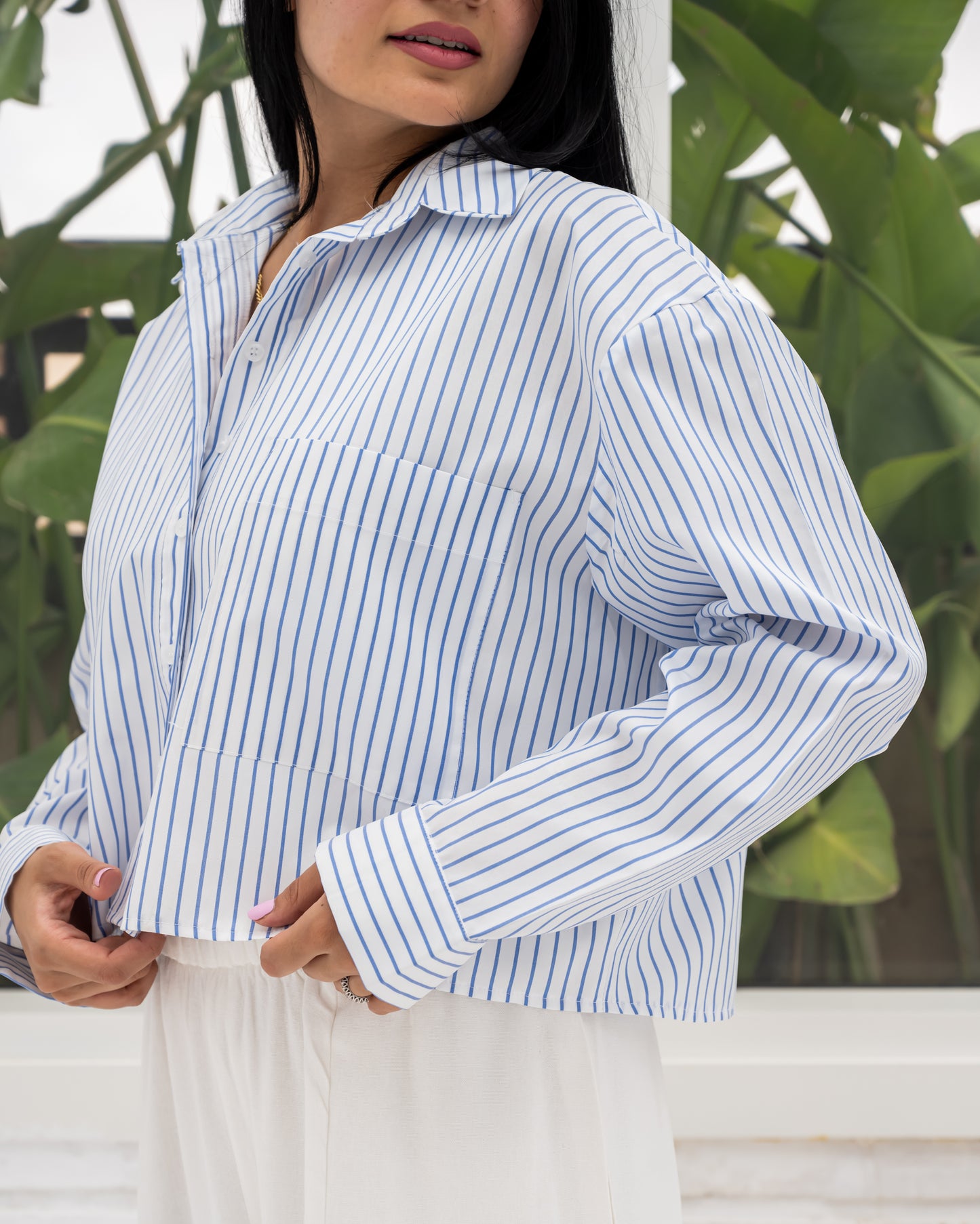 Striped Shirt In Baby Blue "long-sleeves"