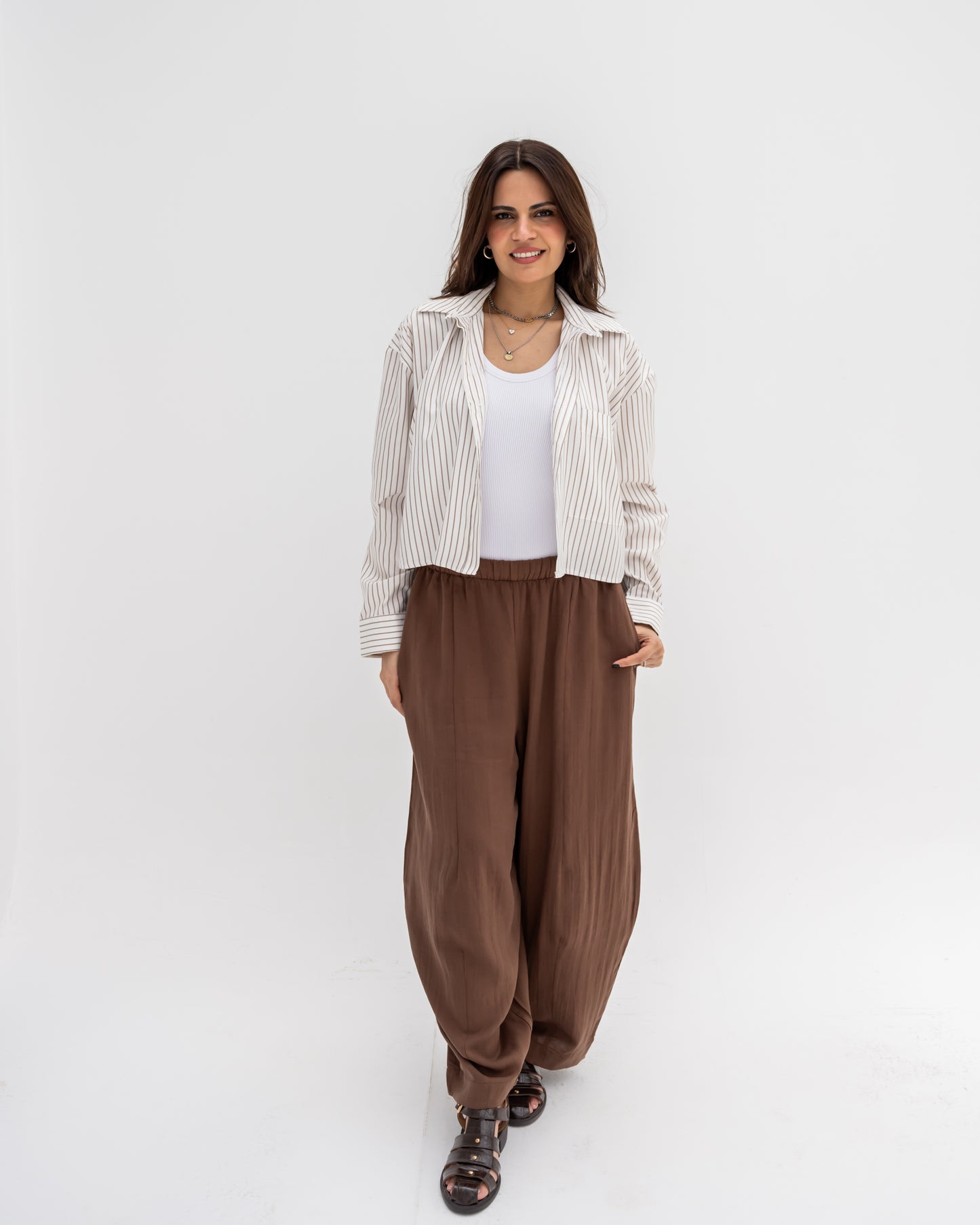 Striped Shirt In Beige "long-sleeves" (Copy)