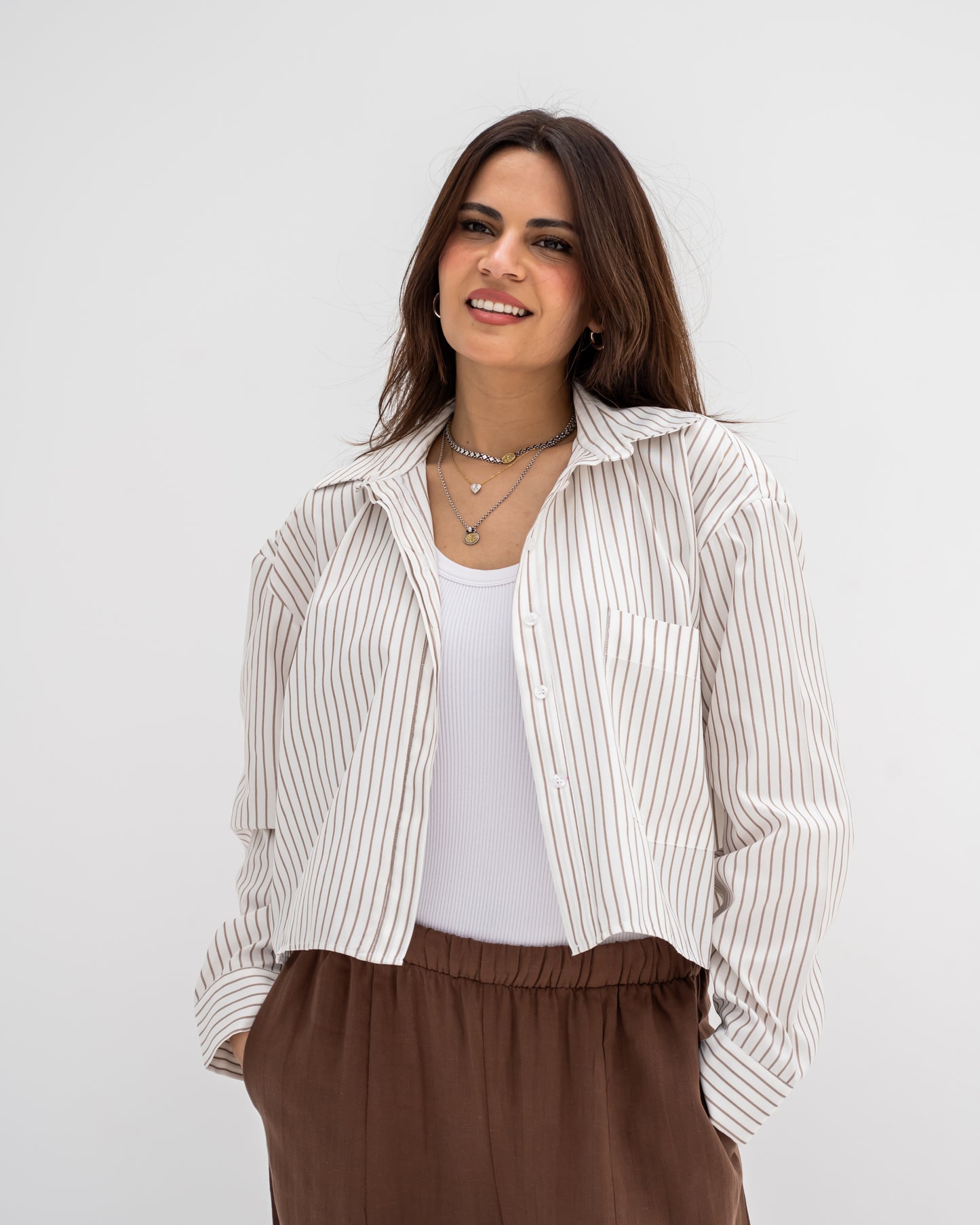 Striped Shirt In Beige "long-sleeves" (Copy)