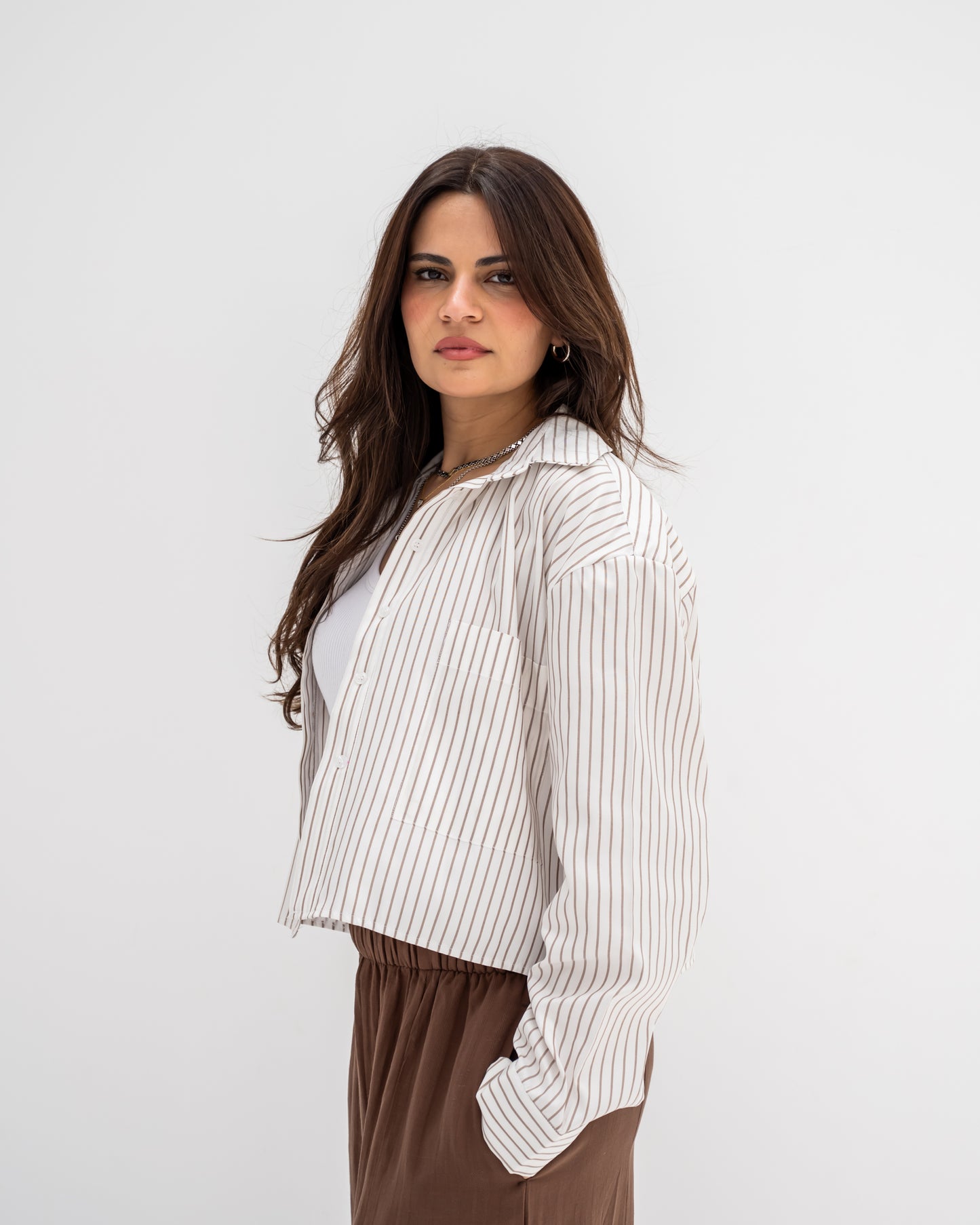 Striped Shirt In Beige "long-sleeves" (Copy)