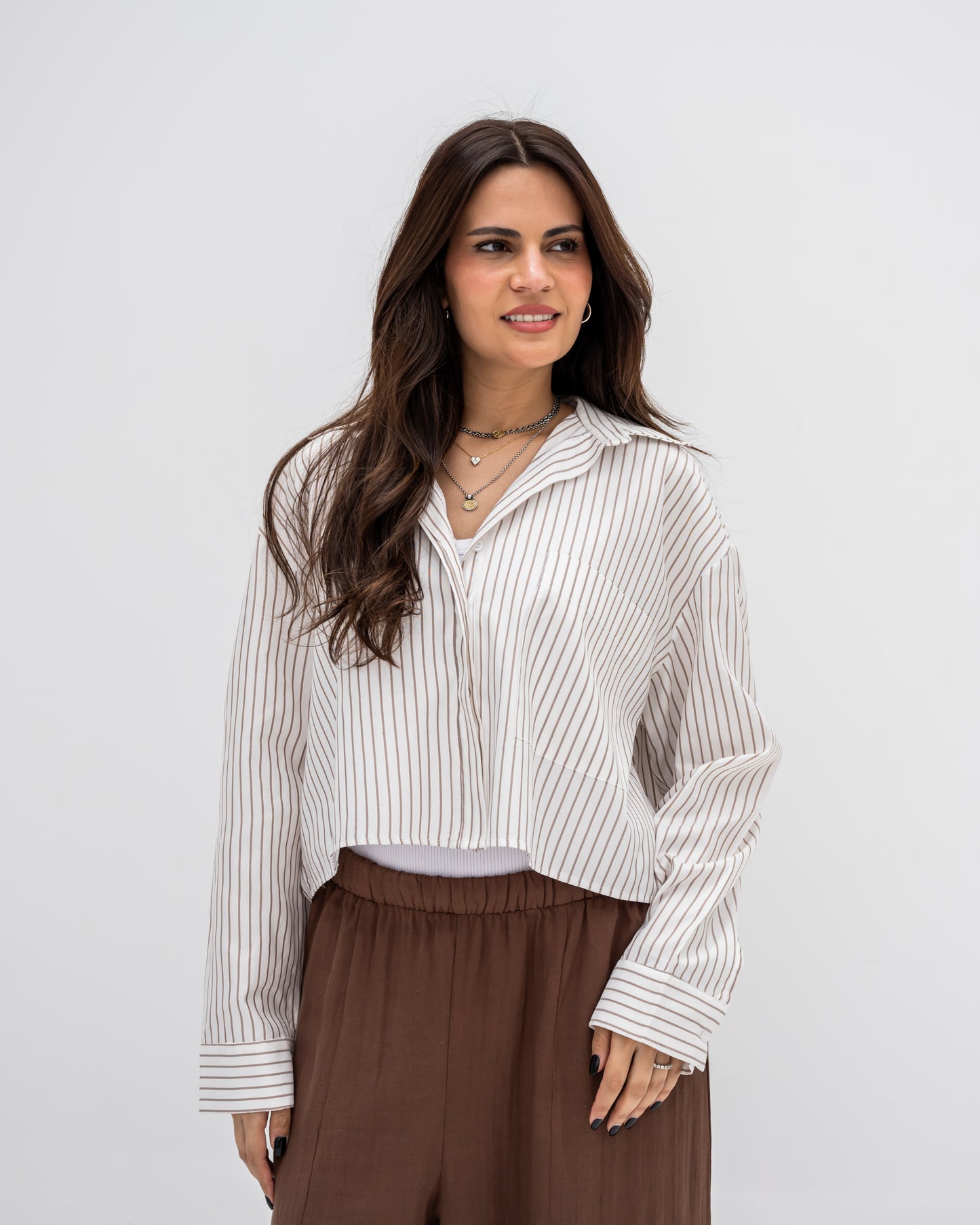 Striped Shirt In Beige "long-sleeves" (Copy)