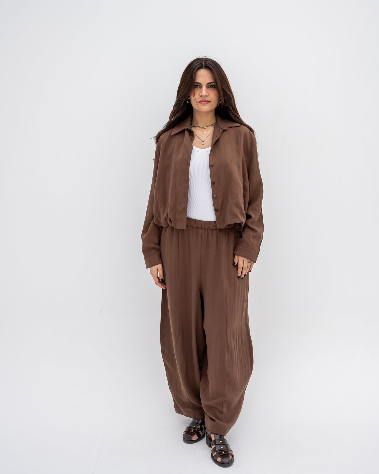 Ballon Linen Pants In Brown