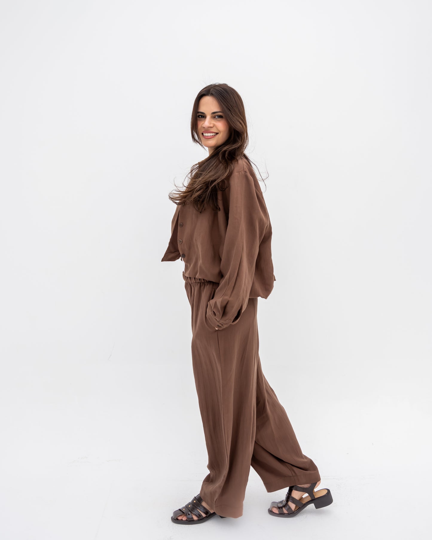 Ballon Linen Pants In Brown