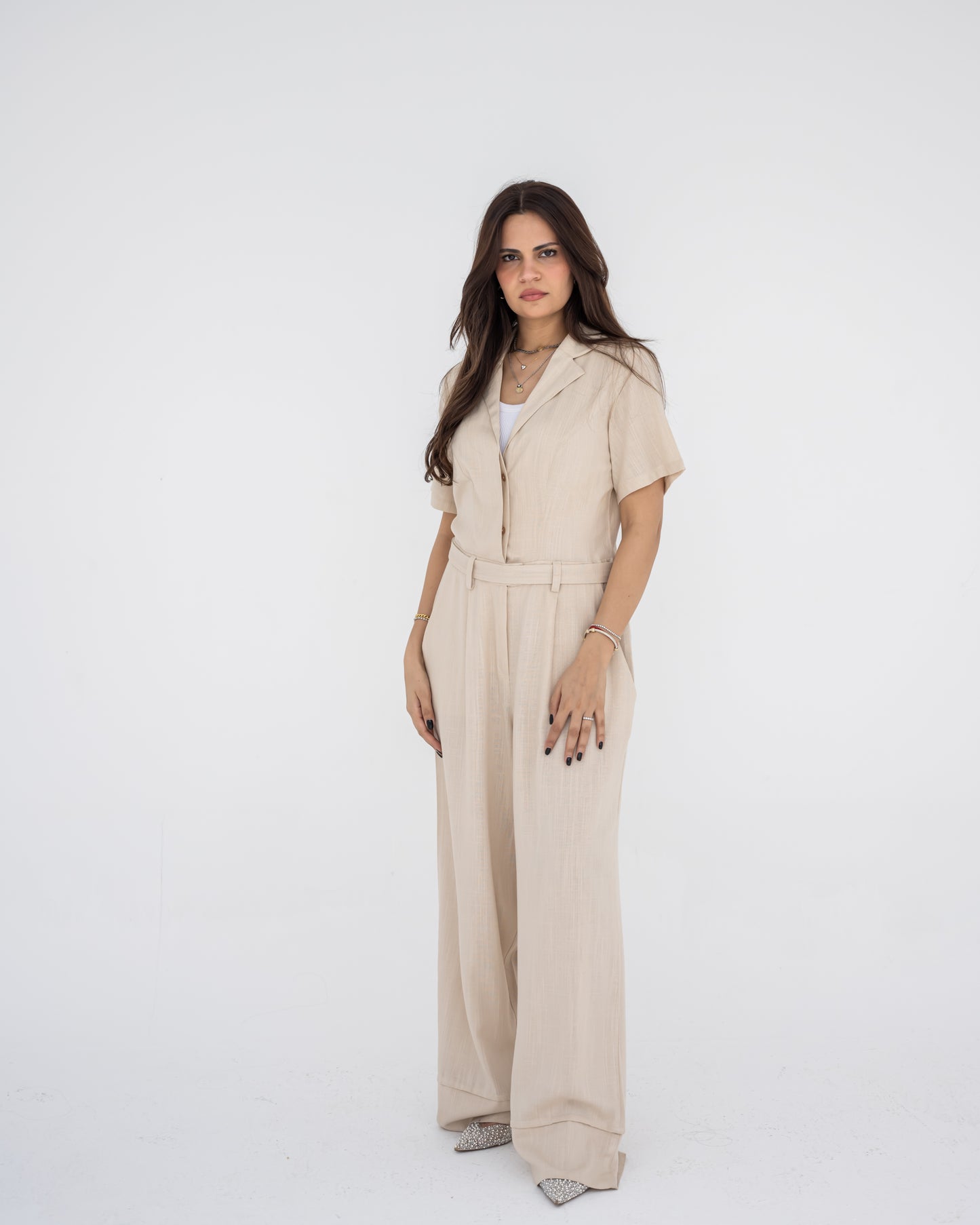 Beige Linen Jumpsuit
