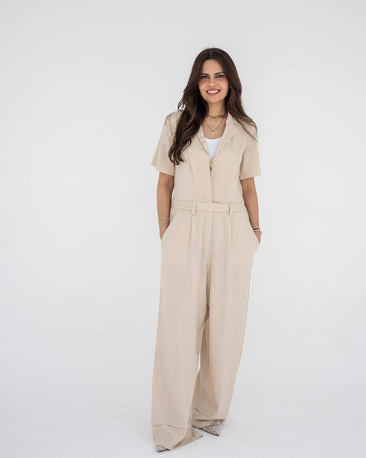Beige Linen Jumpsuit