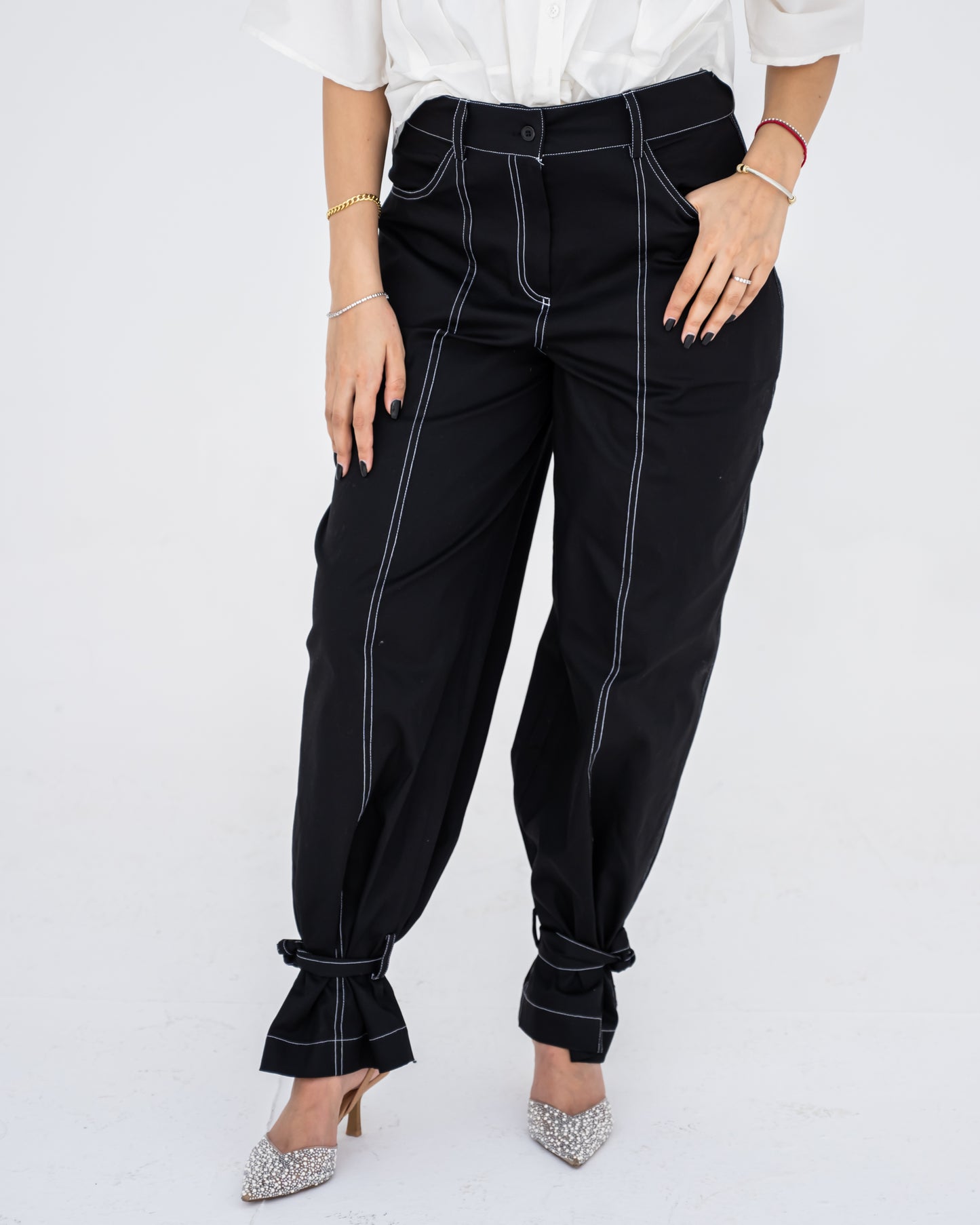 Black Stitched Pants