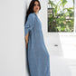 Linen Shirt Dress In Dust Blue