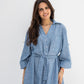 Linen Shirt Dress In Dust Blue