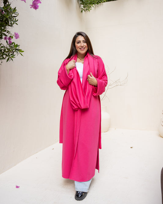 Scarf-Flow Cardigan In Pink