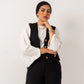 Women's Pure Linen Blazer Vest Set - Black, Made in Egypt
