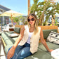 Beige pure linen blazer vest for women by Aya Osama Couture, perfect for formal and casual wear, Egyptian designer fashion.