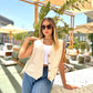Women's Pure Linen Beige Blazer Vest - Elegant Sleeveless Top Made in Egypt